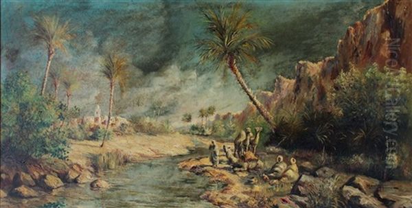 Paysage D'oasis Oil Painting by Louis Maisonneuve