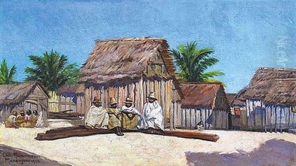 Le Village De Mananjary Oil Painting by Louis Maisonneuve