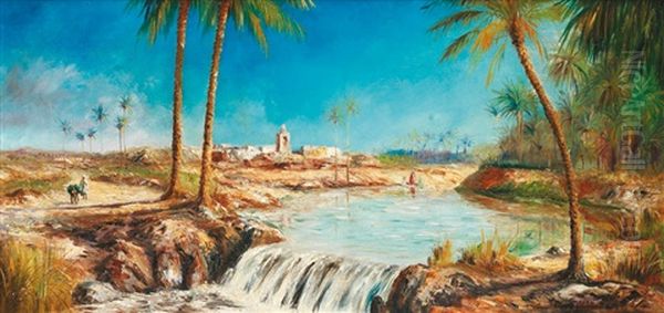 Village Au Bord D'un Oued Oil Painting by Louis Maisonneuve