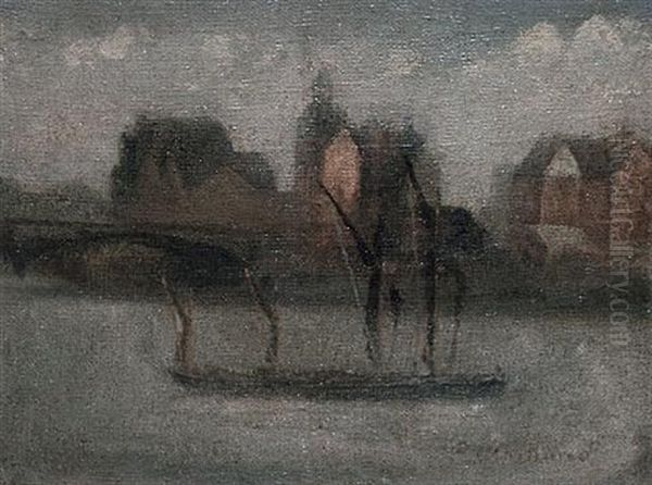 Sailing Barge - Battersea Oil Painting by Paul Fordyce Maitland