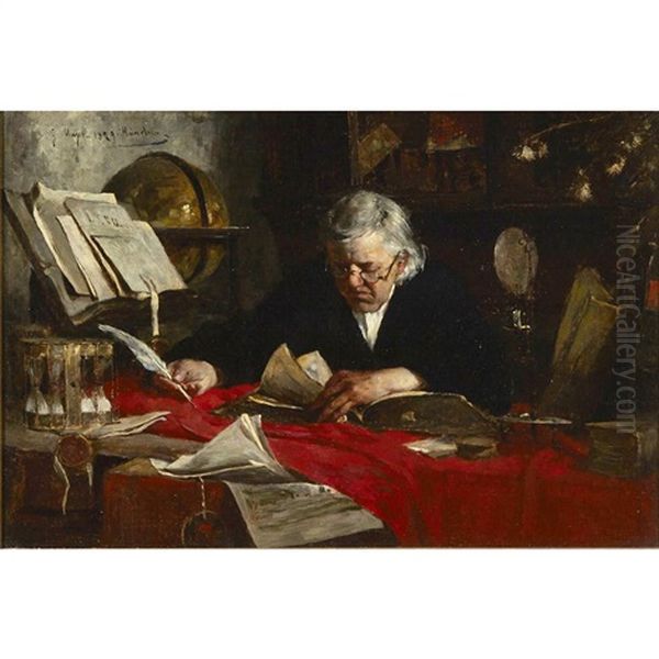 Notary At Work Oil Painting by Gustav Majer