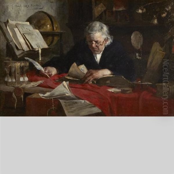 Notary At Work Oil Painting by Gustav Majer