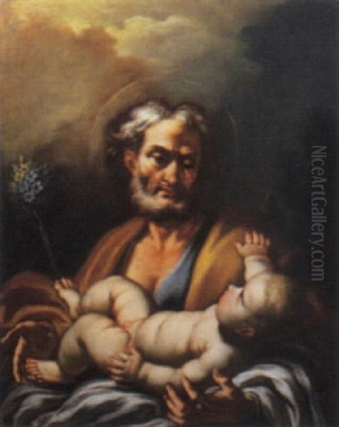 San Giuseppe Con Bambino Oil Painting by Paolo de Majo