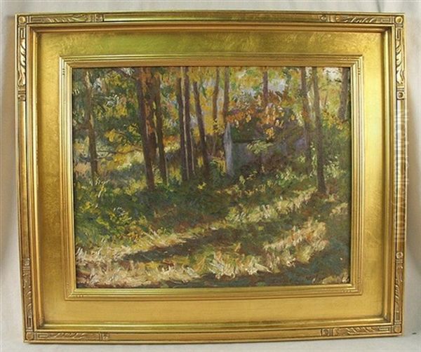 Cabin In A Forest Oil Painting by Ernest Lee Major