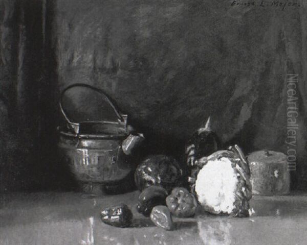 Still Life With Cauliflower, Peppers And Eggplant Oil Painting by Ernest Lee Major