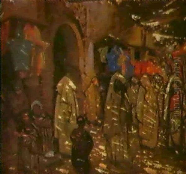 Souk Des Djellabahs Marrakech Oil Painting by Louis Majorelle