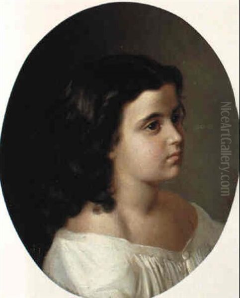 Portrait Of A Girl Oil Painting by Ivan Kusjmitsch Makarov