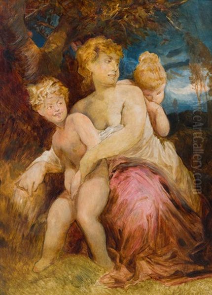 Nymphe Mit Kindern Oil Painting by Hans Makart