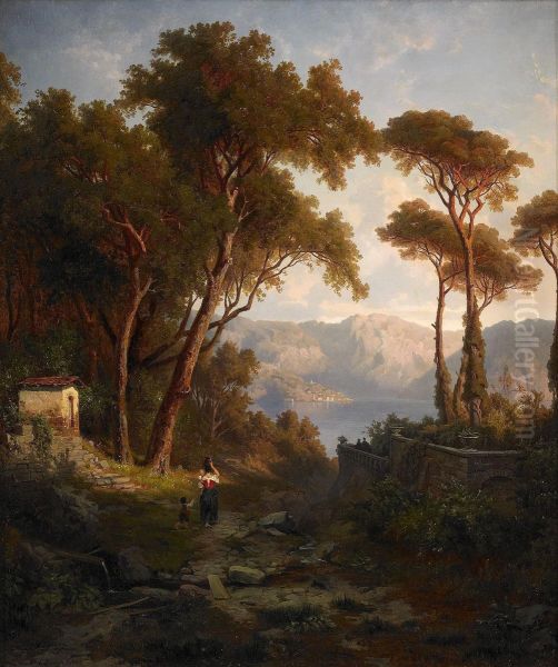 Italienskt Kustlandskap Oil Painting by Edvard Bergh