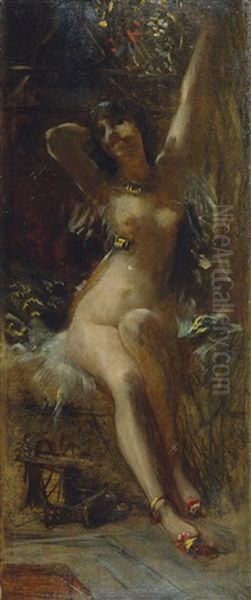 Odaliske In Einem Nachtlichen Garten Oil Painting by Hans Makart