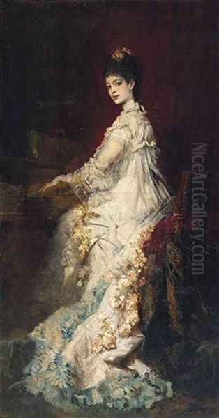 Portrait Of Maria, Countess Von Donhoff Oil Painting by Hans Makart