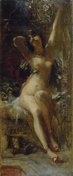 Odaliske In Einem Nachtlichen Garten Oil Painting by Hans Makart