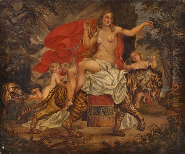 Najade Reitet Auf Einem Tiger Oil Painting by Hans Makart