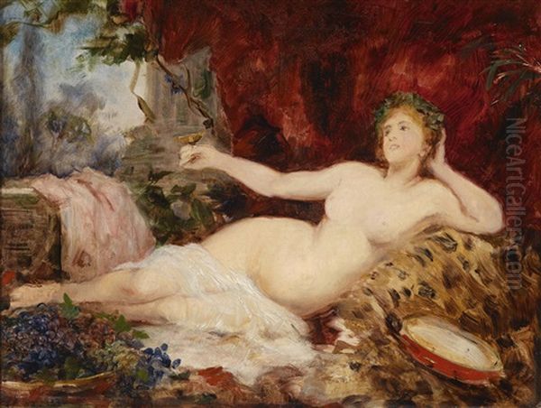 Ruhende Bacchantin Oil Painting by Hans Makart