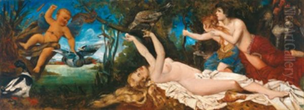 Der Sommer (from Die Vier Jahreszeiten; Collab. W/workshop) Oil Painting by Hans Makart