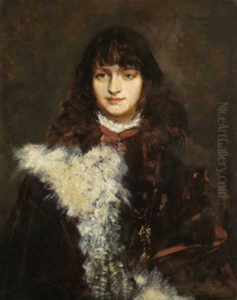 Bildnis Frau Adele Schrodl, Gattin Des Wiener Malers Anton Schrodl Oil Painting by Hans Makart