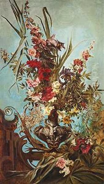 Blomsteropstilling Oil Painting by Hans Makart