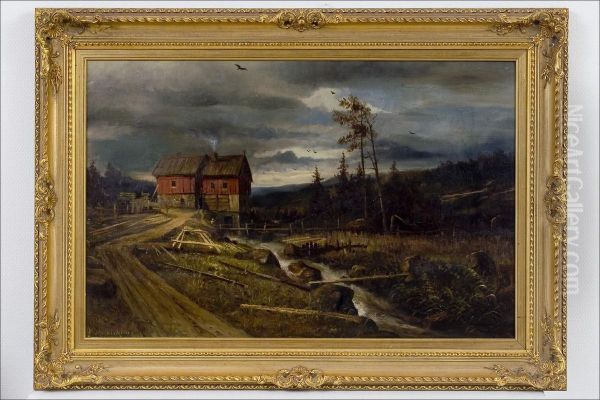 Lahestyva Ukonilma - Annalkande Askvader. Oil Painting by Edvard August Bergh