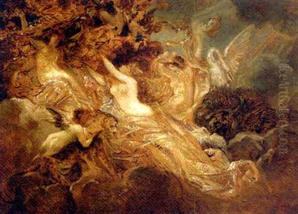 Venus And Her Entourage Oil Painting by Hans Makart