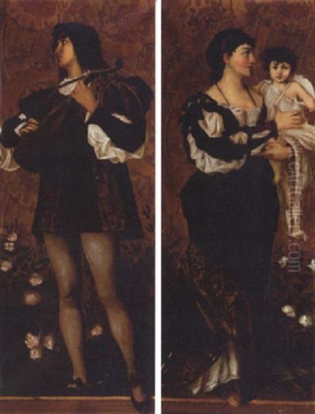 Allegorical Subject - Mother And Child Oil Painting by Hans Makart