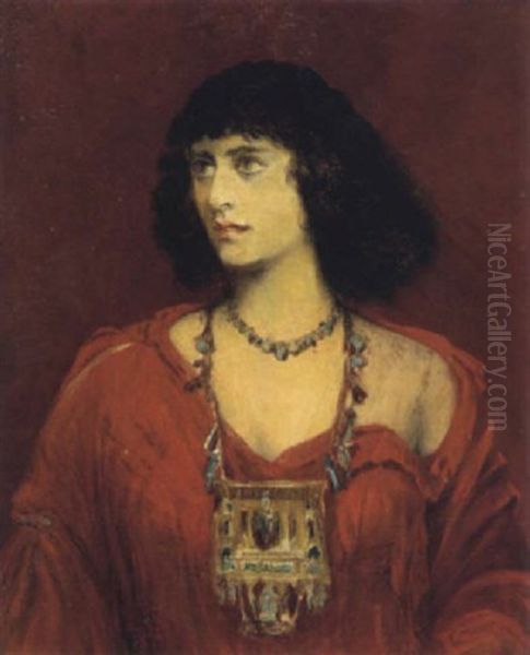 Portrait Einer Jungen Frau Mit Orientalischem Schmuck by Hans Makart