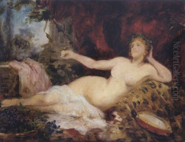 Ruhende Bacchantin Oil Painting by Hans Makart