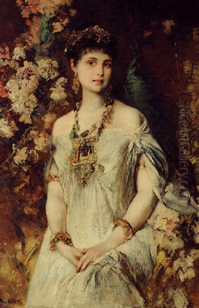 Frauenportrat In Agyptischem Kostum Oil Painting by Hans Makart