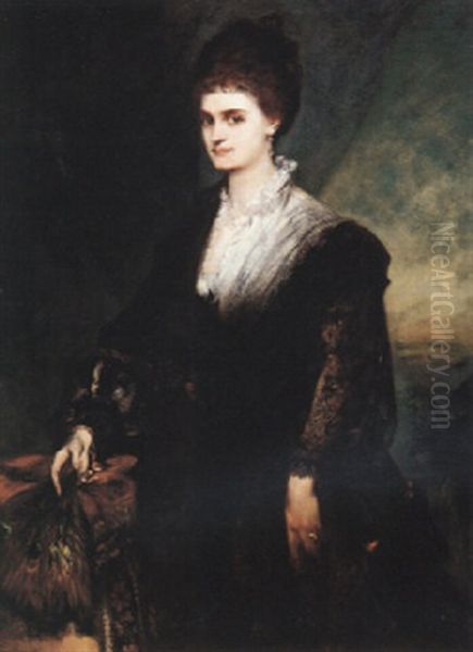 Portrait Of Countess Marie Coudenhove-kalergie Oil Painting by Hans Makart