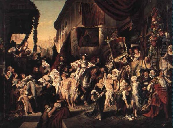 The Entry Of Carl V Into Antwerp Oil Painting by Hans Makart