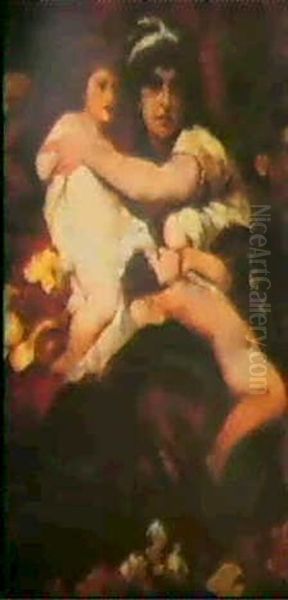 Mutter Mit Zwei Kindern Oil Painting by Hans Makart