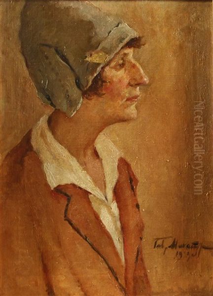 Portrait Of The Poet Anna Akhmatova Oil Painting by Gavriil Petrovich Makaturin