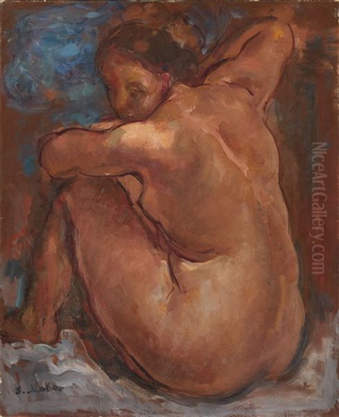 Seated Nude Oil Painting by Sergej Alexandrowitsch Mako