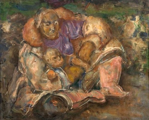 Femme Inuit Et Son Enfant Oil Painting by Sergej Alexandrowitsch Mako