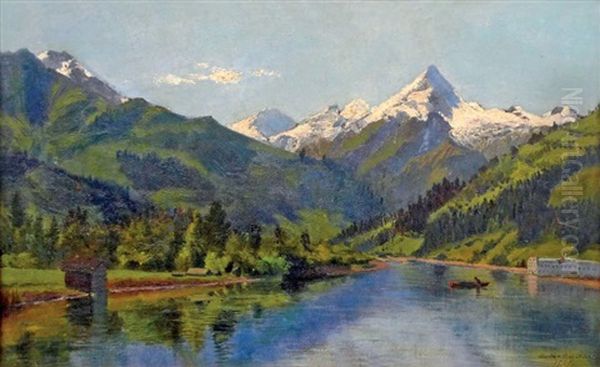 Lac De Montagne Enneigee Oil Painting by Vartan Makokian