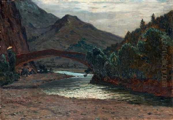 Paysage Au Pont Oil Painting by Vartan Makokian