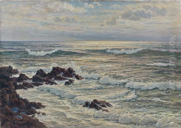 Soleil Couchant Sur La Mer Oil Painting by Vartan Makokian