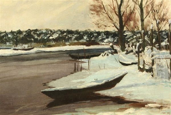 Snowy Bank Oil Painting by Vartan Makokian