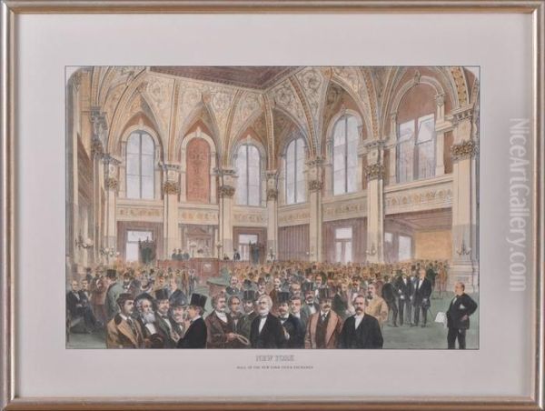 Hall Of The New York Stock Exchange Oil Painting by Albert Berghaus