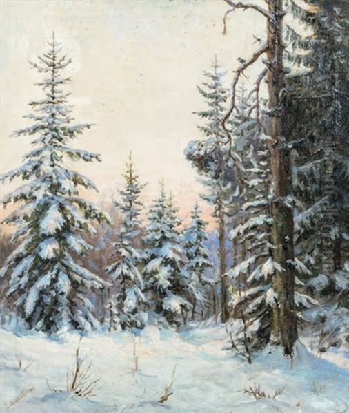 Paysage De Neige Oil Painting by Aleksandra Egorovna Makovskaya