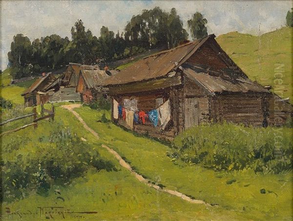 Summer In The Village Oil Painting by Alexandr Vladimirovich Makovsky