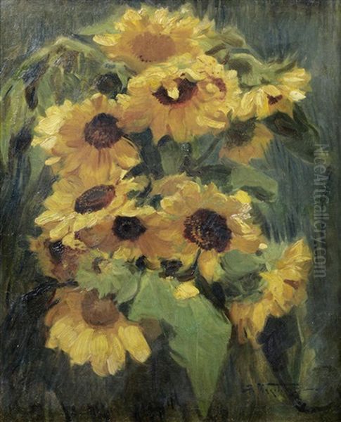 Sunflowers Oil Painting by Alexandr Vladimirovich Makovsky