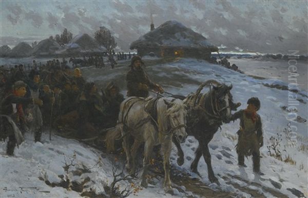 Leaving For The Hunt Oil Painting by Alexandr Vladimirovich Makovsky