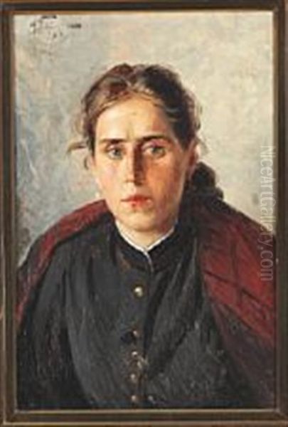 Portrait Of A Young Woman, Presumably The Artist's Sister Oil Painting by Alexandr Vladimirovich Makovsky