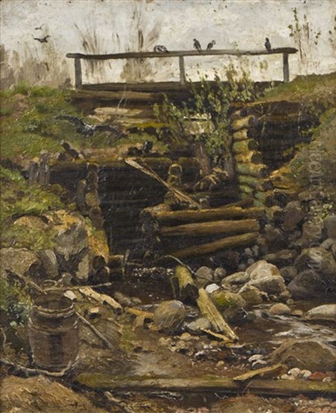 Dam Oil Painting by Alexandr Vladimirovich Makovsky