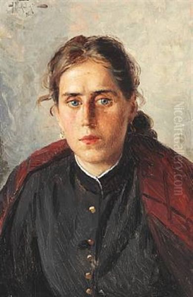 Portrait Of A Young Woman, Presumably The Artist's Sister Oil Painting by Alexandr Vladimirovich Makovsky