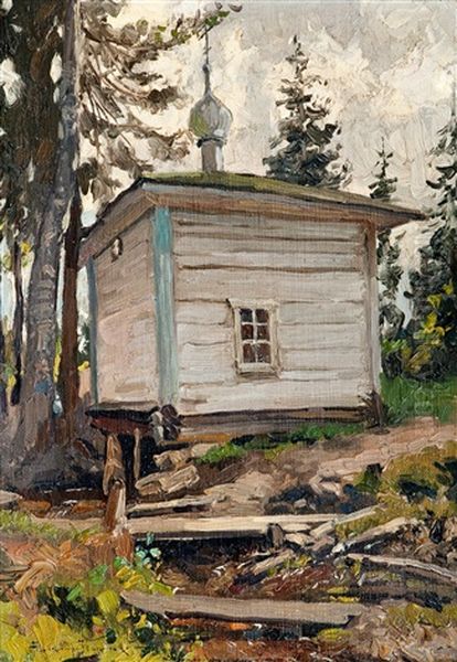 Historical Chapel In Perm Region (burial Place Of Nikita Romanov) Oil Painting by Alexandr Vladimirovich Makovsky