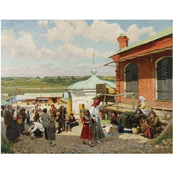 View Of Plyos Oil Painting by Alexandr Vladimirovich Makovsky