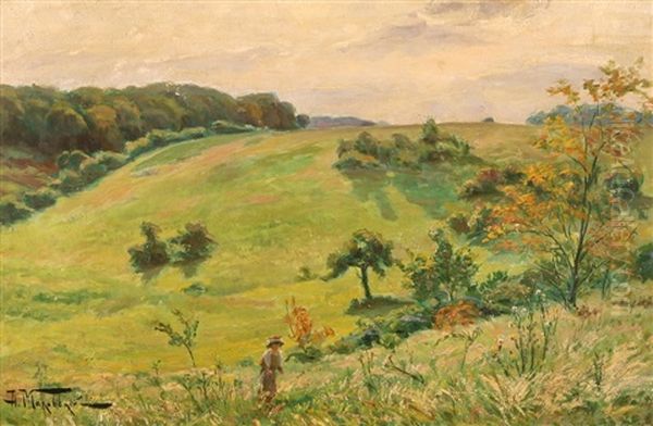 Field On A Hillside Oil Painting by Alexandr Vladimirovich Makovsky