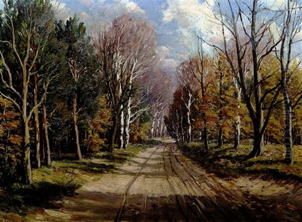 Herbstliche Waldlandschaft Oil Painting by Alexandr Vladimirovich Makovsky