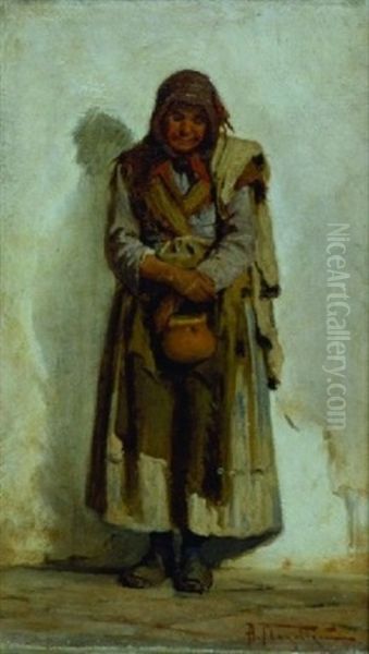 Portrait Of A Russian Peasant (+ Another, Similar; 2 Works) Oil Painting by Alexandr Vladimirovich Makovsky